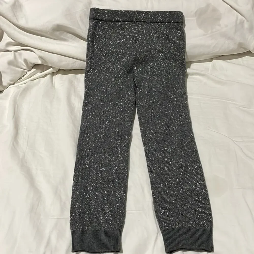 Gap 5 sweater grey metallic leggings like new worn once elastic waste pull on